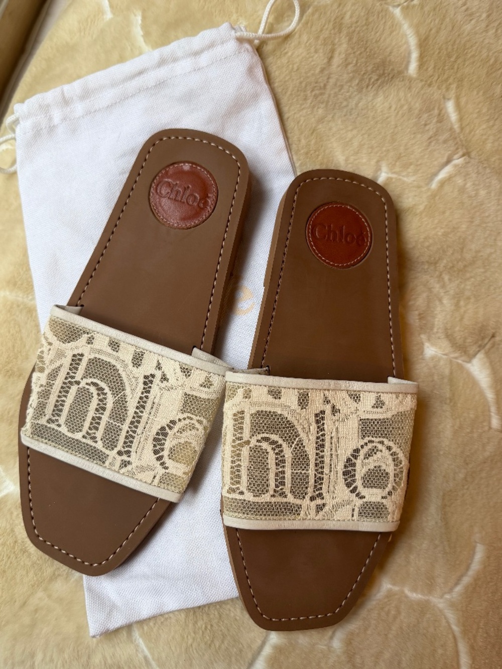 Chloe Woody Lace Sandals - Size 39